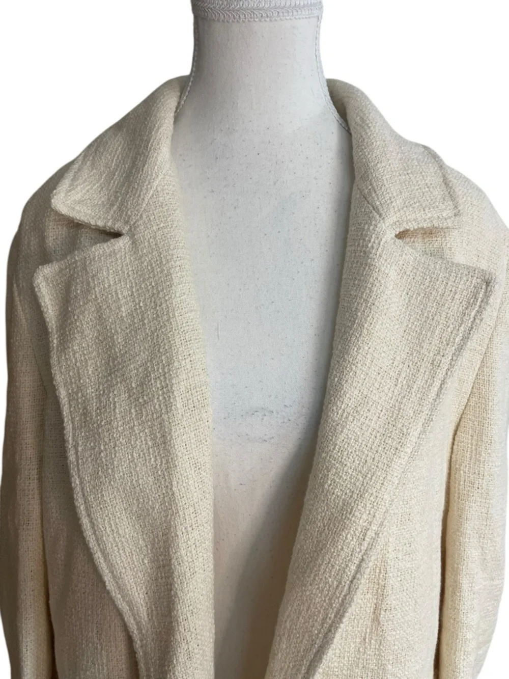 Zara Rustic Long Textured Coat Ecru Ivory - Picture 2 of 16